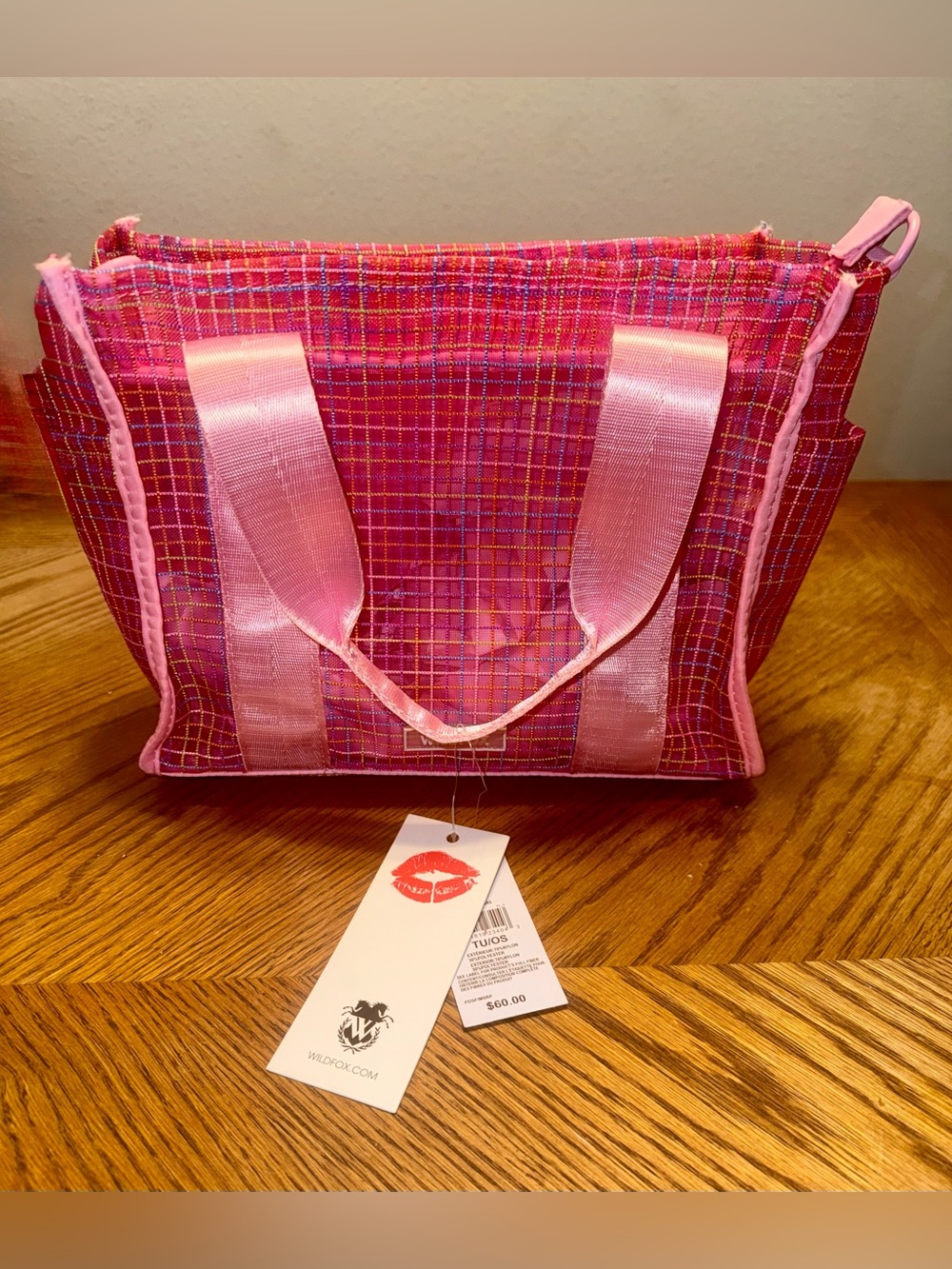 Wildfox Pink Plaid Tote Bag NWT Y2K Preppy Shoulder Purse
